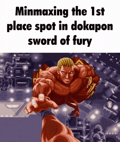 Pixelated Muscular Man Minmaxing 1St Place Spot In Dokapoo Sword Of Fury GIF