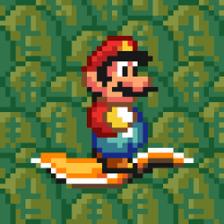 Pixelated Nintendo Super Mario Riding Carpet