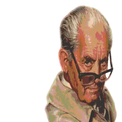Pixelated Old Man With Glasses Sticker