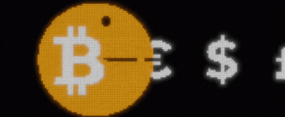 Pixelated Pac-Man With Dollar And Pound Signs GIF