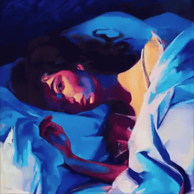 Pixelated Painting Of Woman Sleeping In Bed GIF