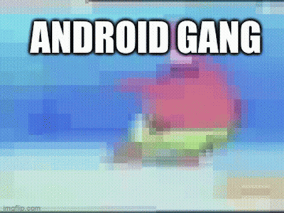 Pixelated Patrick Spongebob With Android Gang Text GIF