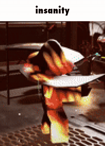 Pixelated Person Holding Sword Insanity GIF