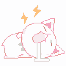 Pixelated Pink Cat Sleeping Drooling GIF