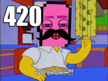 Pixelated Pink Face Homer Simpson 420 Bruh  GIF