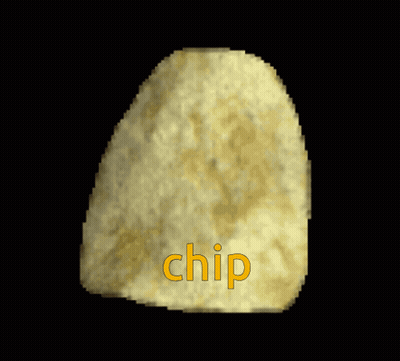 Pixelated Potato Chip Saying Chip In Yellow GIF