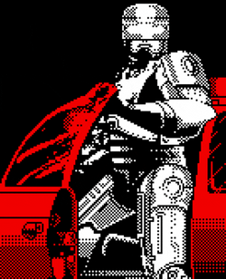 Pixelated Robocop On Car GIF