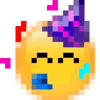 Pixelated Smiley Face With Purple Hat Sticker