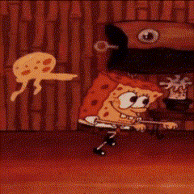 Pixelated SpongeBob SquarePants Standing In Front Of Car GIF