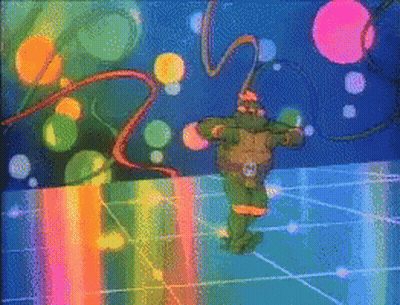 Pixelated Teenage Mutant Ninja Turtle Rainbow GIF