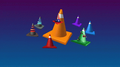 Pixelated Traffic Cone With Black Stripes GIF