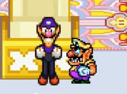 Pixelated Waluigi With Wario Animation GIF