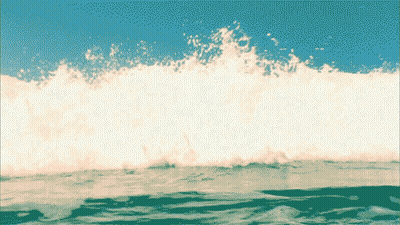 Pixelated Wave Crashing On Beach GIF