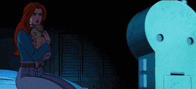 Pixelated Woman Holding Child GIF