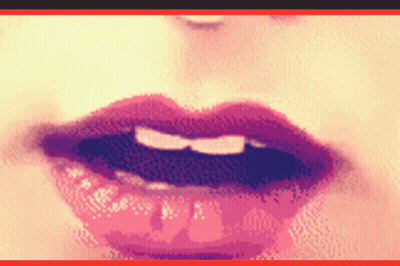 Pixelated Woman Mouth With Red Lipstick And White Teeth GIF