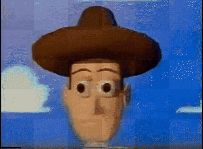 Pixelated Woody From Toy Story Against Blue Sky GIF