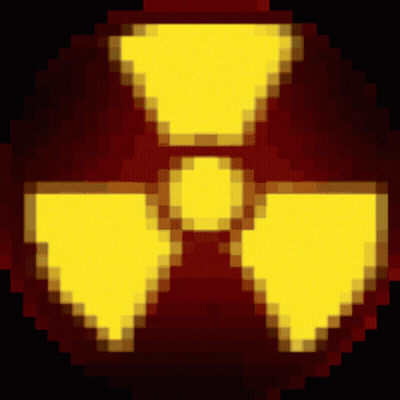 Pixelated Yellow Nuclear Symbol On Red GIF