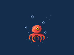 Pixilated Octopus Swimming In The Sea GIF