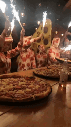 Pizza Costumes At Pizza Party GIF