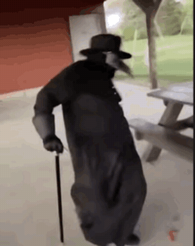 Plague Doctor Holding Cane Walking GIF