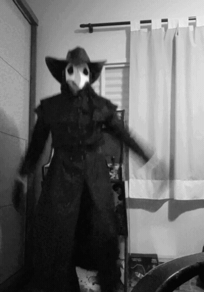 Plague Doctor In Black And White GIF