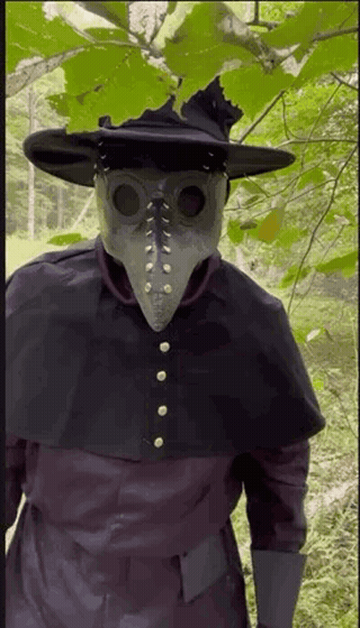 Plague Doctor Standing In Woods GIF