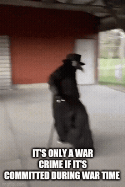 Plague Doctor Walking Down Sidewalk It's Only A War Crime GIF