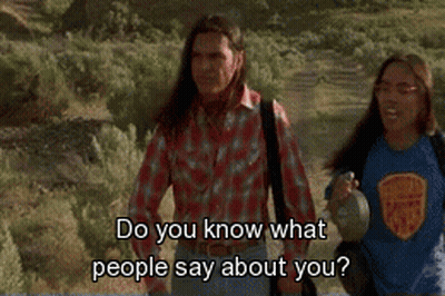 Plaid Man Asks What People Say About You GIF