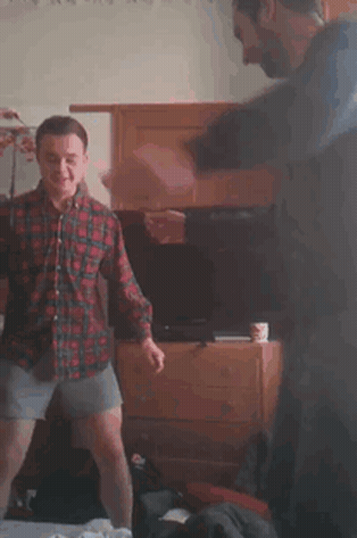 Plaid Shirt Man Dancing With Another GIF
