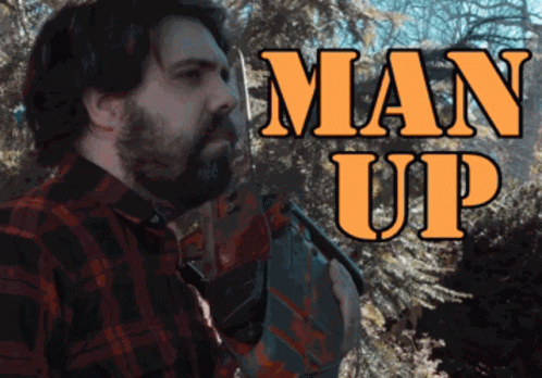 Plaid Shirt Man Holding Gun Saying Man Up GIF