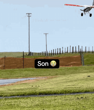 Plane Flying Over Field With Son Sticker GIF