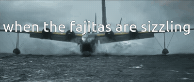 Plane Flying Over Water When The Fajitas Are Sizzling GIF