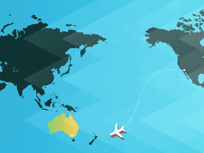 Plane Flying Over World Map GIF