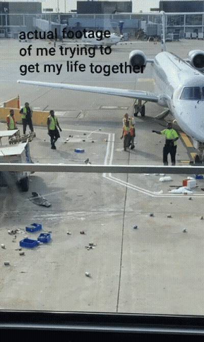 Plane On Runway With Actual Footage Of Me Trying To Get My Life Together GIF