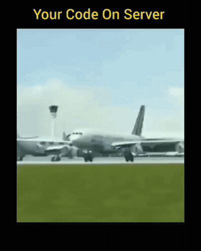 Plane On Runway With Your Code On Server GIF