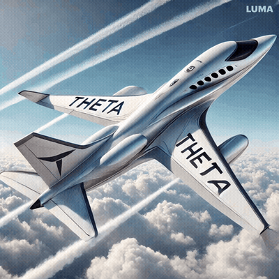 Plane Saying Theta Flying Through Clouds GIF
