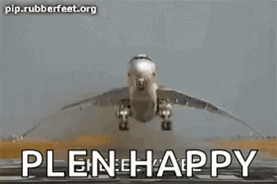 Plane Taking Off Saying Plene Happy GIF
