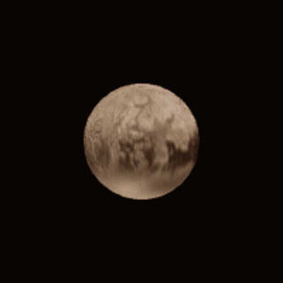 Planet And Smaller Planet Floating In Dark GIF