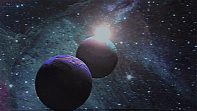 Planet In Space With Star GIF