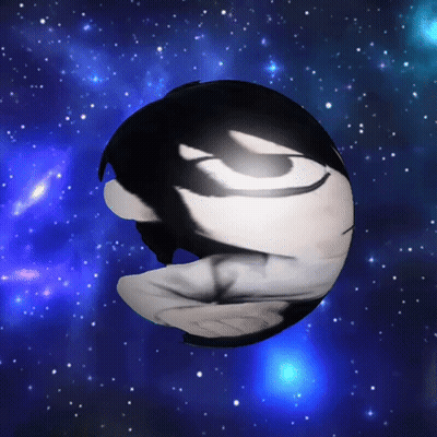 Planet With Face In Galaxy GIF