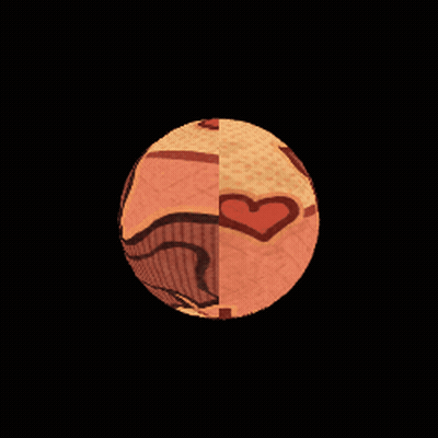 Planet With Face Next To Smaller Planet With Face GIF