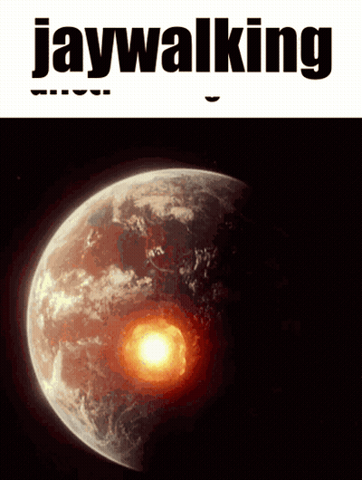 Planet With Jaywalking Above GIF