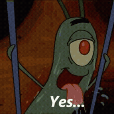 Plankton From Spongebob Squarepants Is Sticking His Tongue Out While Holding A Swing . GIF