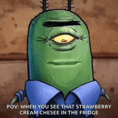 Plankton From SpongeBob With Strawberry Cream Cheese GIF