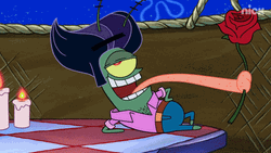 Plankton Giving A Rose To Karen GIF