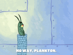 Plankton Sitting On A Tower Of Coins GIF