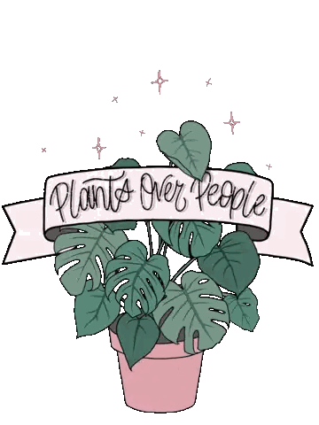 Plant In Pink Pot With Plants Over People Banner Sticker
