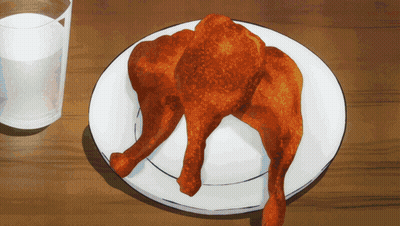 Plate Of Chicken Legs With Glass Of Water GIF