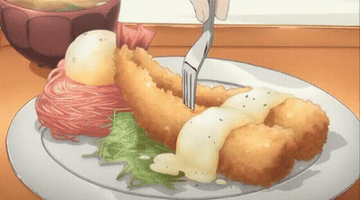 Plate Of Food With Fork GIF