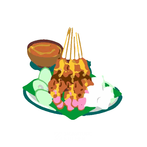 Plate Of Food With Sauce Sticker